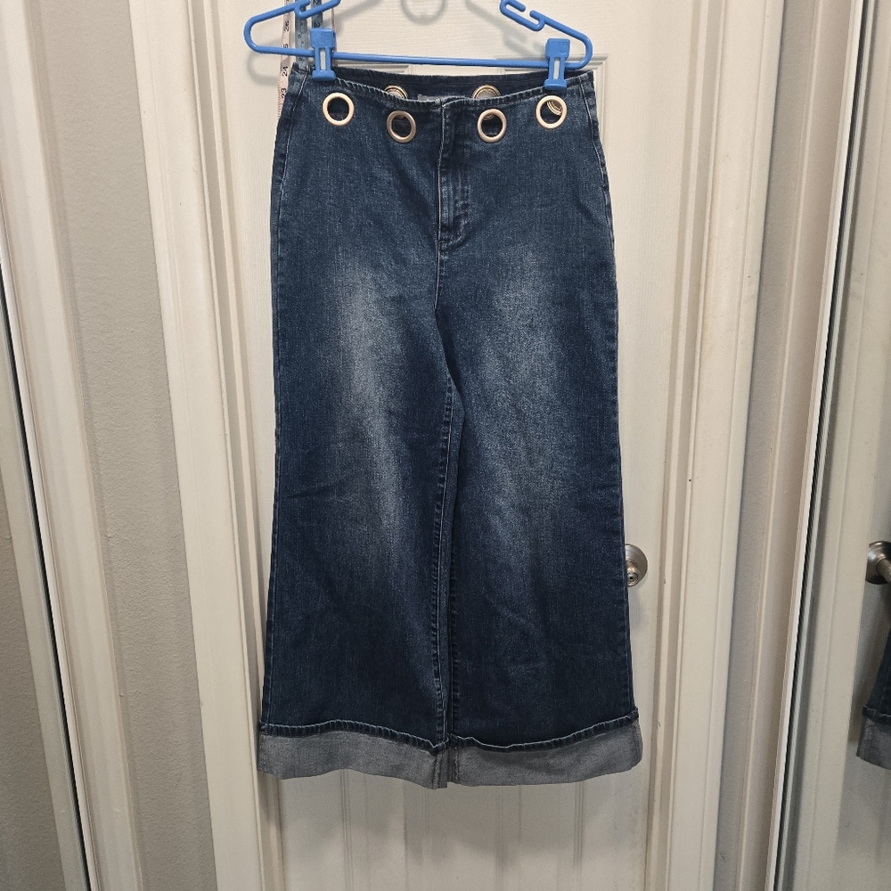 Blue B. Wide-Leg Cuffed Jeans Size M Nwot